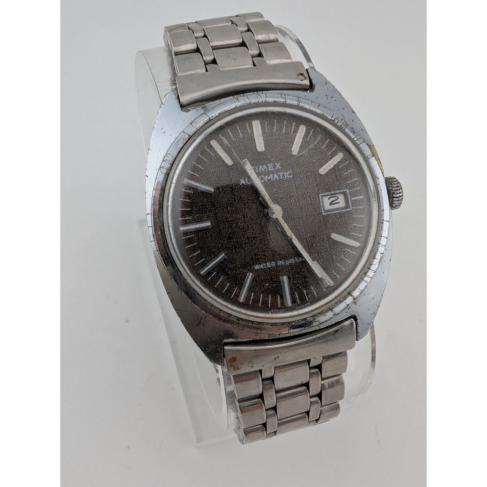 Vintage 1977 Timex Viscount Automatic Tropical Textured Dial Men's Watch- Works